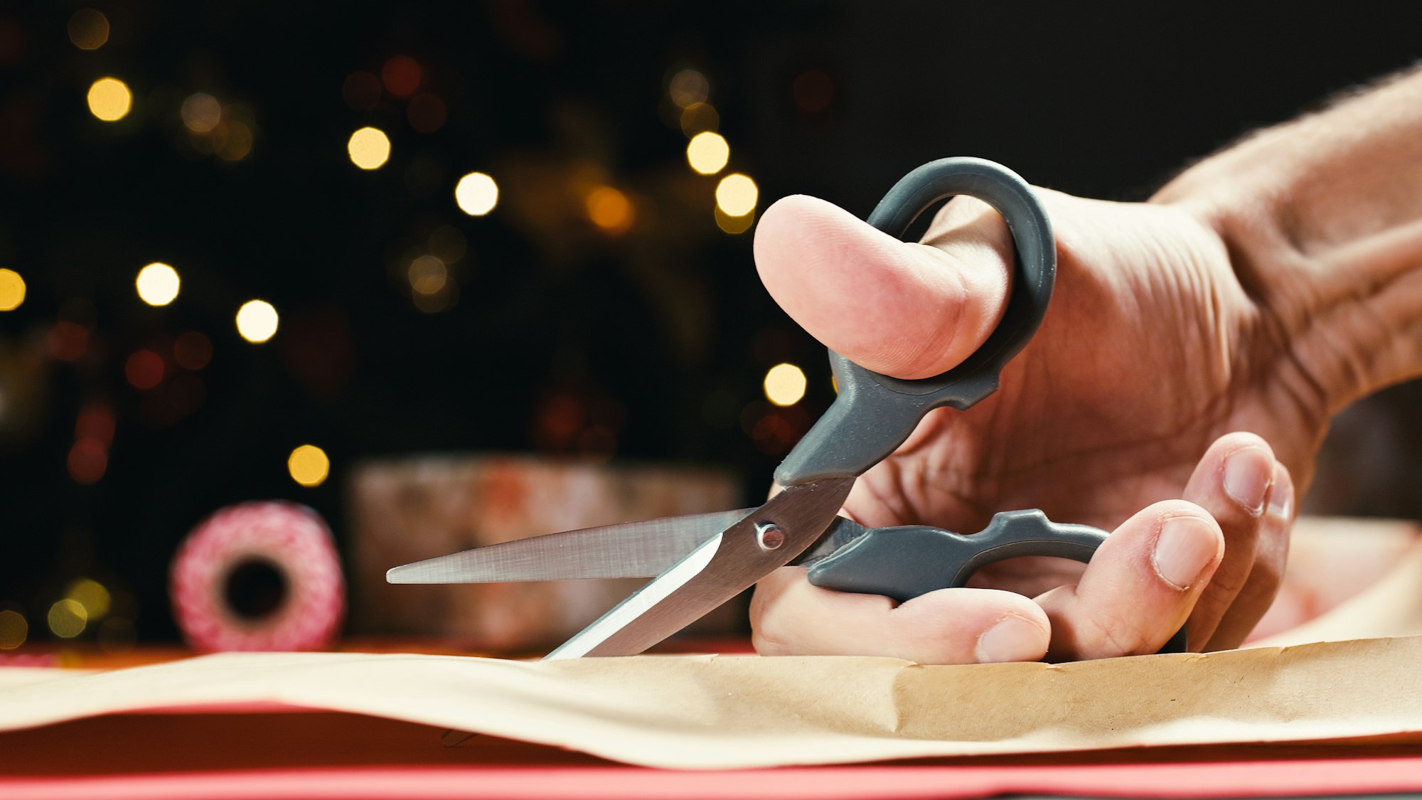 Cutting Wrapping Paper For Christmas